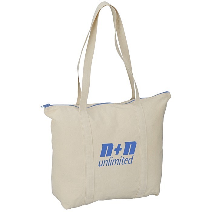 Custom Chroma Zip 10-oz Cotton Tote - 15 inches x 17 1/2 inches