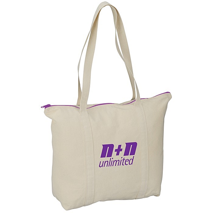 Custom Chroma Zip 10-oz Cotton Tote - 15 inches x 17 1/2 inches