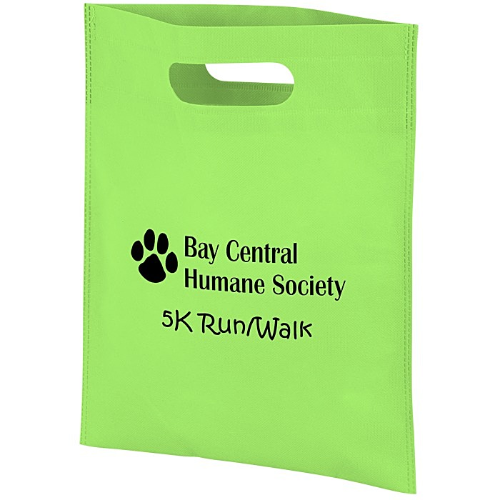 Custom Non-Woven Cut-Out Handle Bag - 14 inches x 11 inches - 24 hr