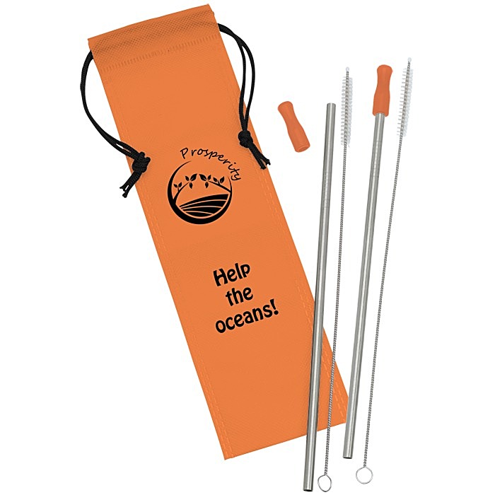 Custom Stainless Steel Straw Set - 2 Pack