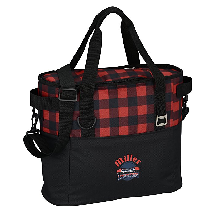 Custom Buffalo Plaid Cooler Bag - Embroidered