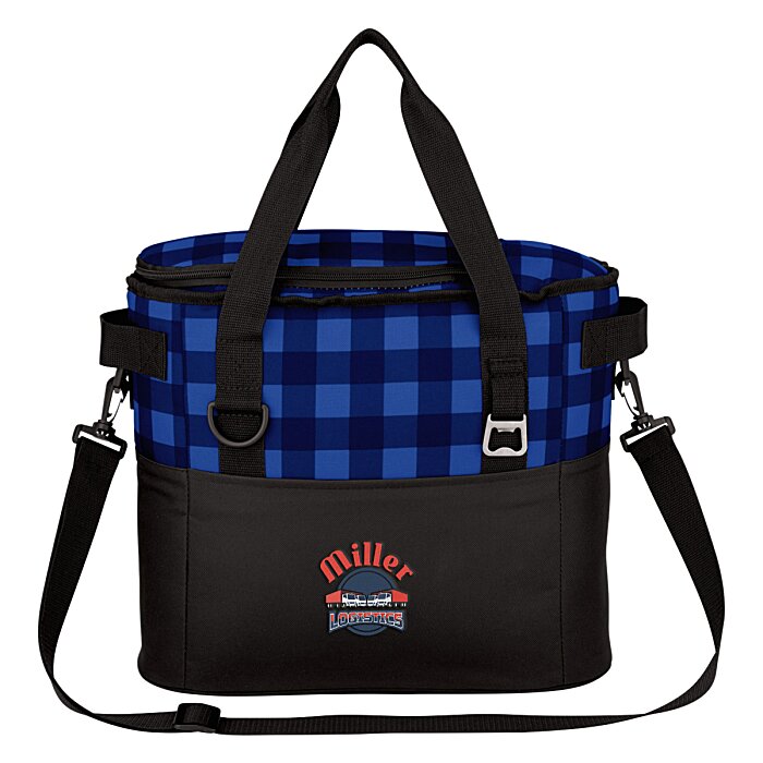 Custom Buffalo Plaid Cooler Bag - Embroidered