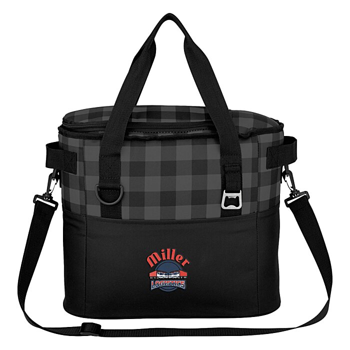Custom Buffalo Plaid Cooler Bag - Embroidered