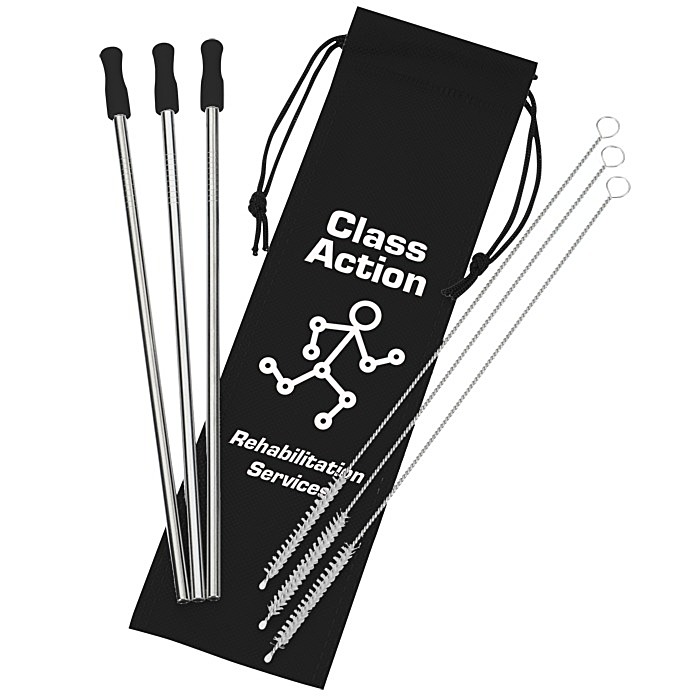 Custom Stainless Steel Straw Set - 3-pack