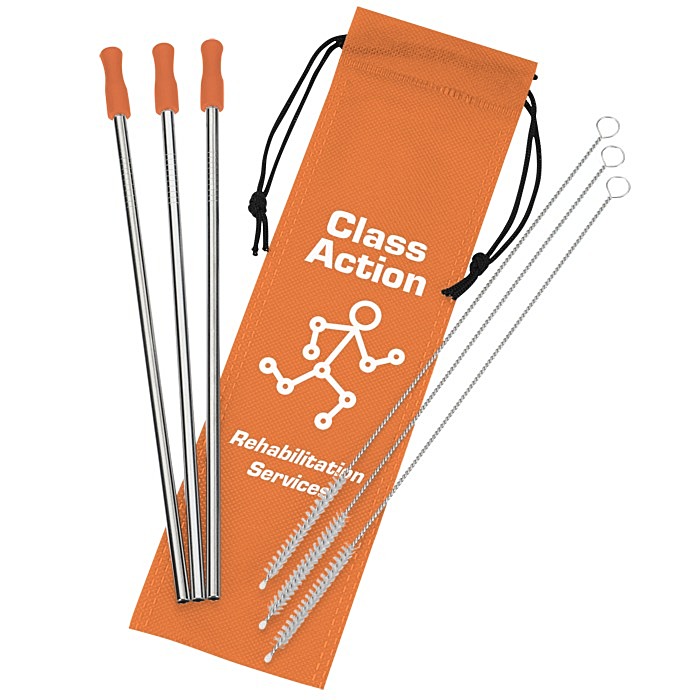 Custom Stainless Steel Straw Set - 3-pack