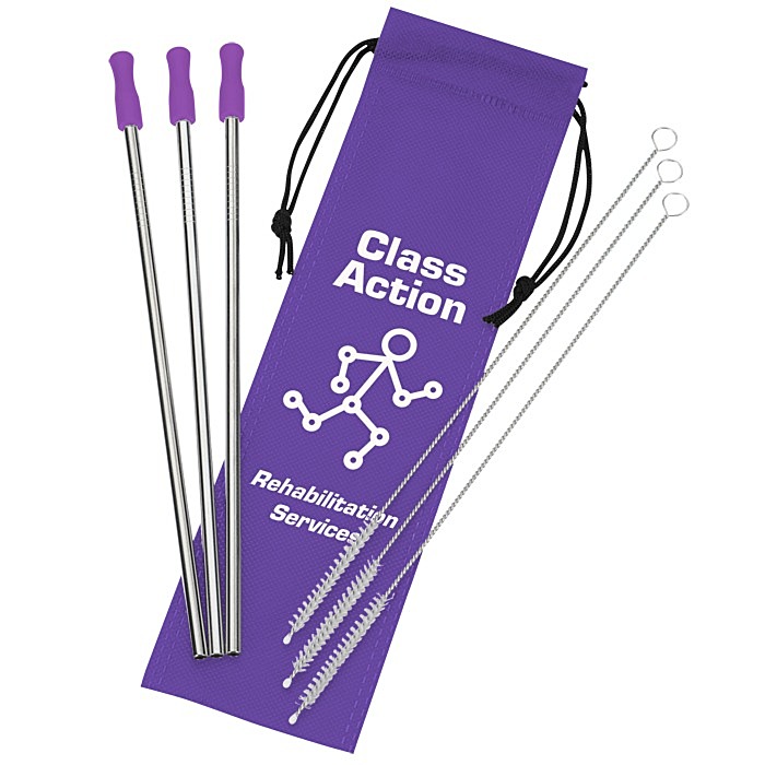 Custom Stainless Steel Straw Set - 3-pack