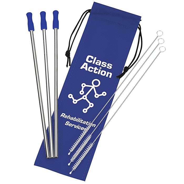Custom Stainless Steel Straw Set - 3-pack