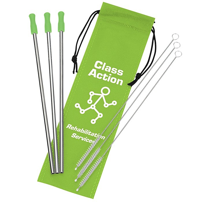 Custom Stainless Steel Straw Set - 3-pack