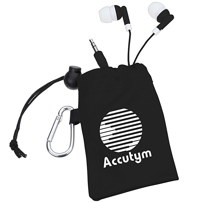 Custom Microfibre Pouch with Colourful Earbuds