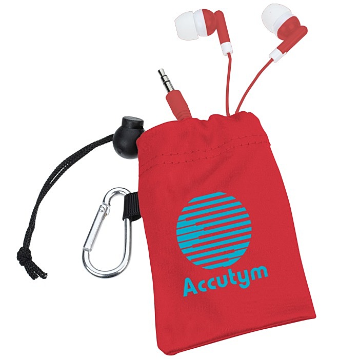 Custom Microfibre Pouch with Colourful Earbuds