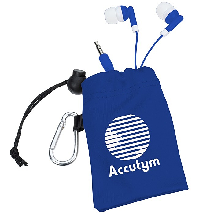 Custom Microfibre Pouch with Colourful Earbuds