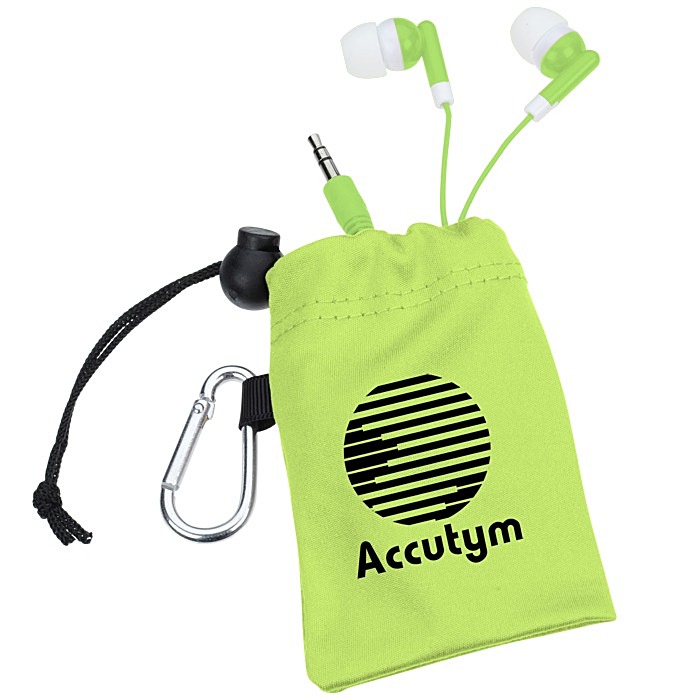 Custom Microfibre Pouch with Colourful Earbuds