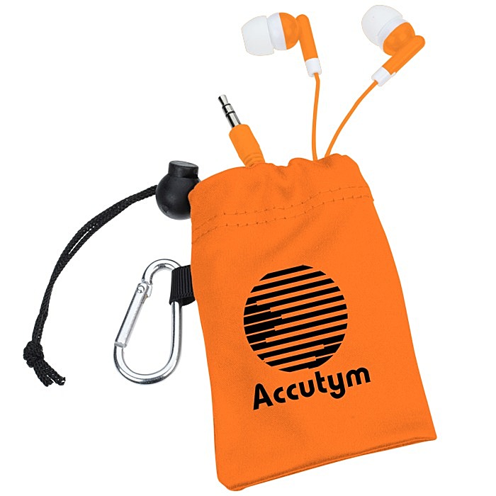 Custom Microfibre Pouch with Colourful Earbuds