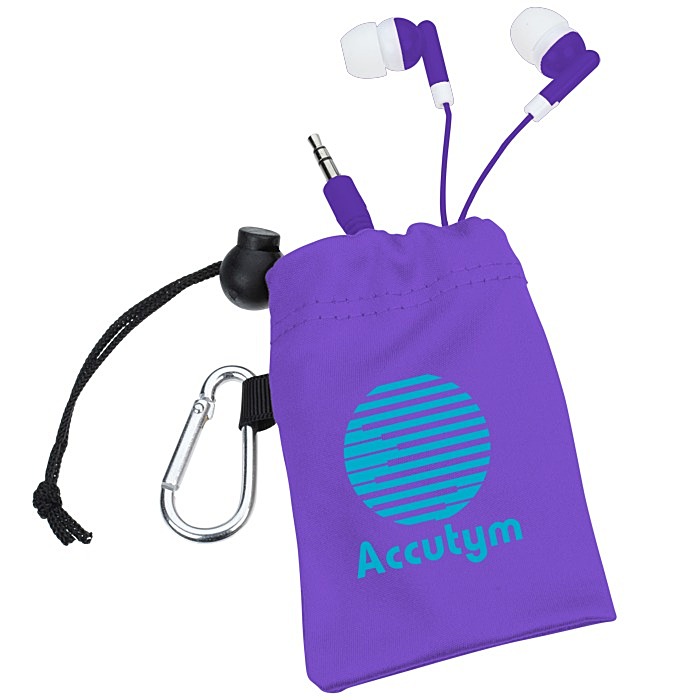 Custom Microfibre Pouch with Colourful Earbuds