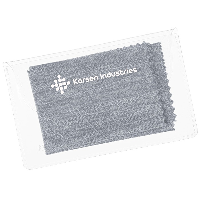 Custom Heathered Cleaning Cloth in Printed Pouch