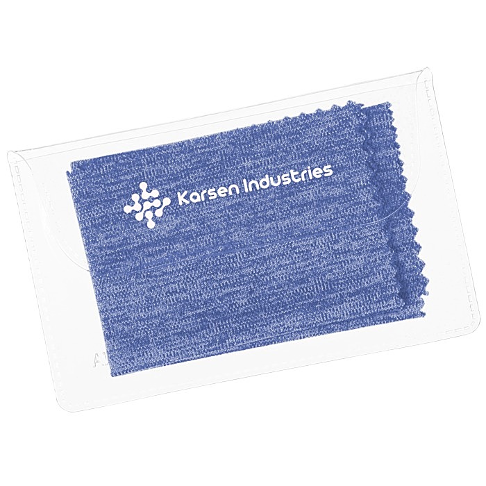 Custom Heathered Cleaning Cloth in Printed Pouch