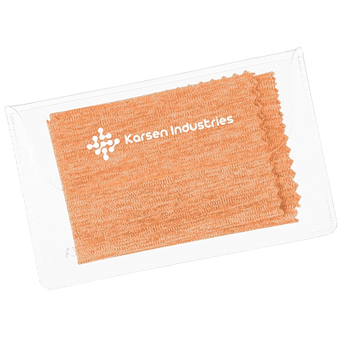 Custom Heathered Cleaning Cloth in Printed Pouch