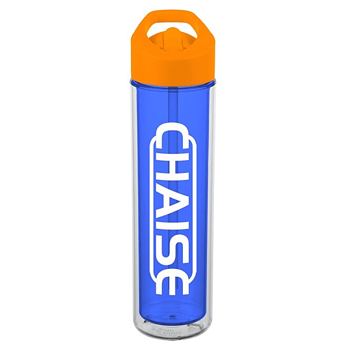 Custom Chiller Insulated Bottle with Flip Straw Lid - 16 oz