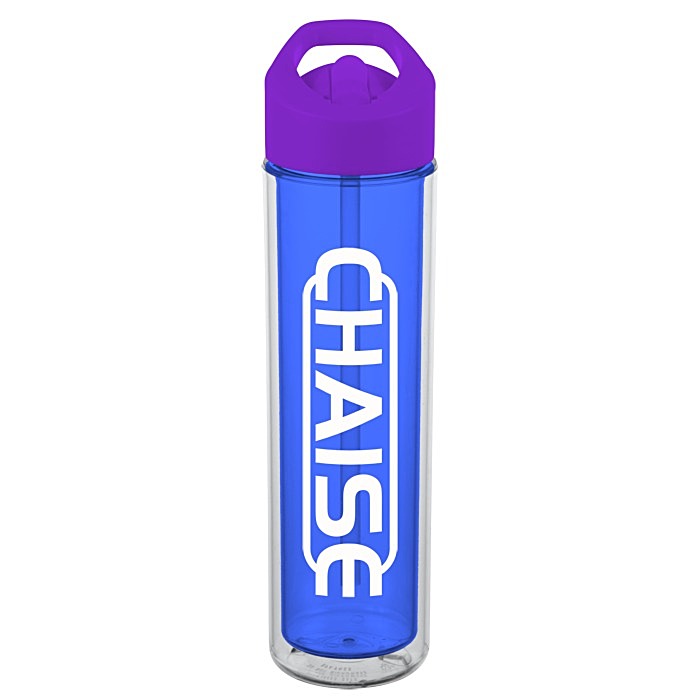Custom Chiller Insulated Bottle with Flip Straw Lid - 16 oz