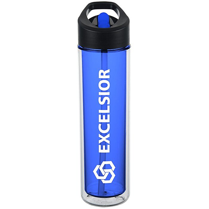 Custom Chiller Insulated Bottle with Two-Tone Flip Straw Lid - 16 oz