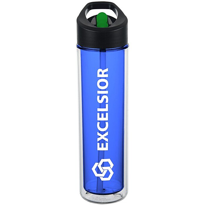 Custom Chiller Insulated Bottle with Two-Tone Flip Straw Lid - 16 oz