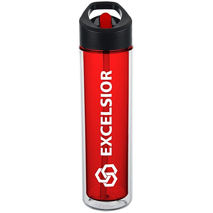 Custom Chiller Insulated Bottle with Two-Tone Flip Straw Lid - 16 oz