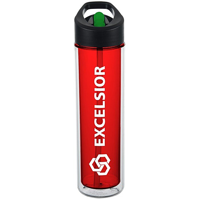 Custom Chiller Insulated Bottle with Two-Tone Flip Straw Lid - 16 oz