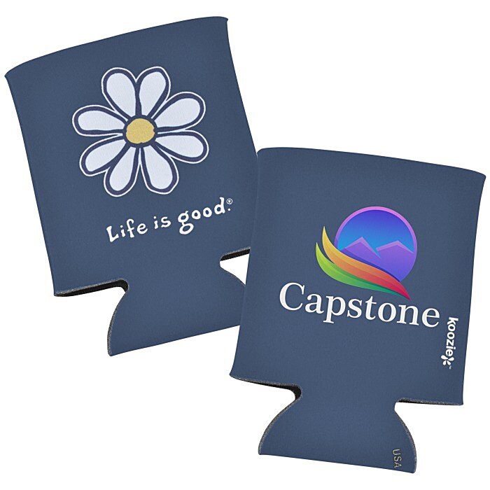 Custom Life is Good Koozie® Can Cooler - Full Colour - Daisy