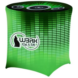 Custom Hemmed UltraFit Table Cover - Round - Café Height - Full Colour
