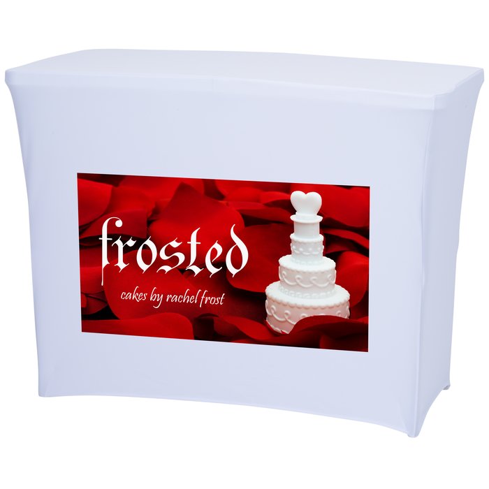 Custom Hemmed Closed-Back UltraFit Table Cover - Demo Table
