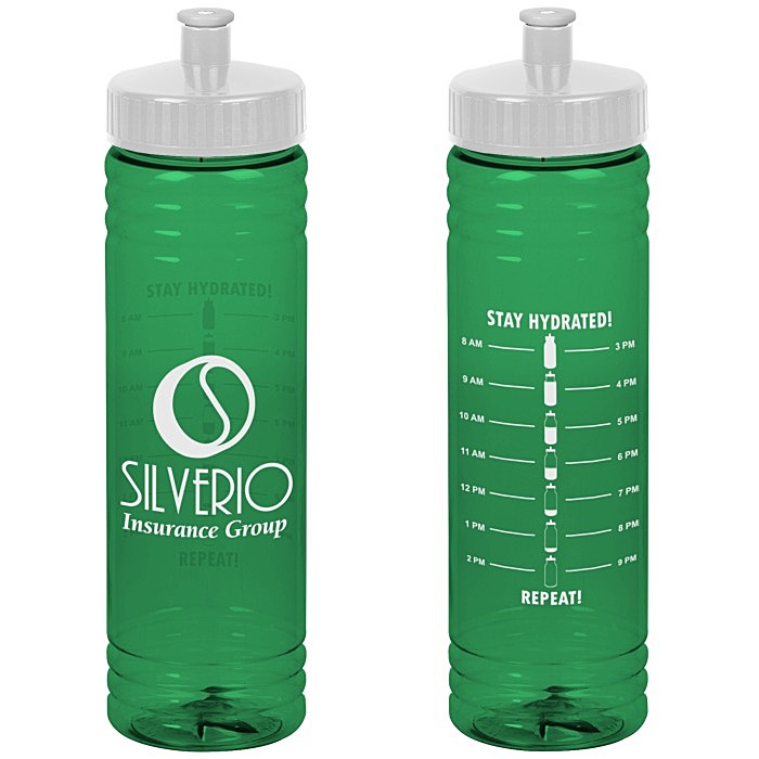 Custom Halcyon Water Bottle with Stay Hydrated Graphics - 24 oz