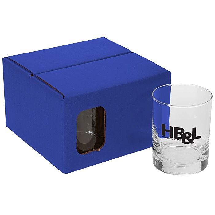 Custom Double Old-Fashioned Glass Set - Coloured Box