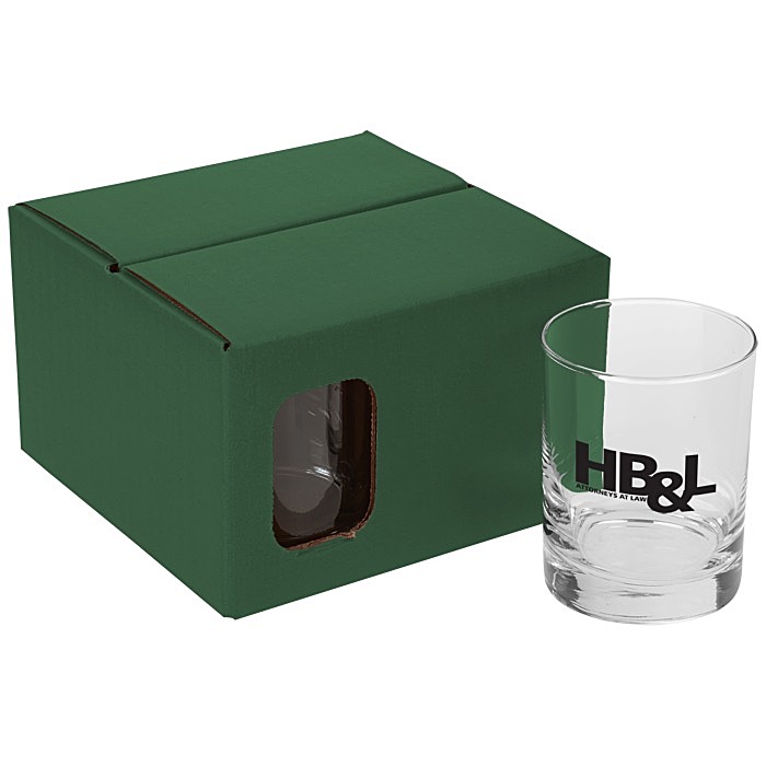Custom Double Old-Fashioned Glass Set - Coloured Box