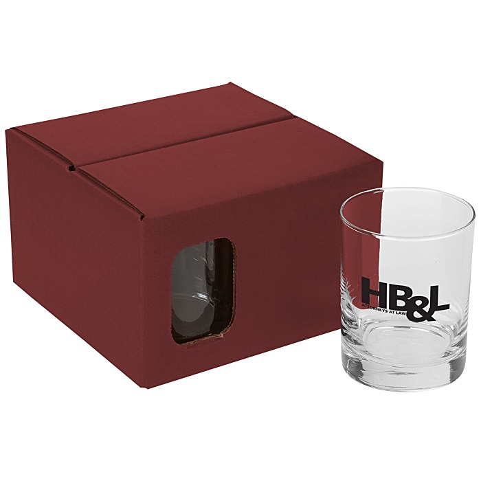 Custom Double Old-Fashioned Glass Set - Coloured Box