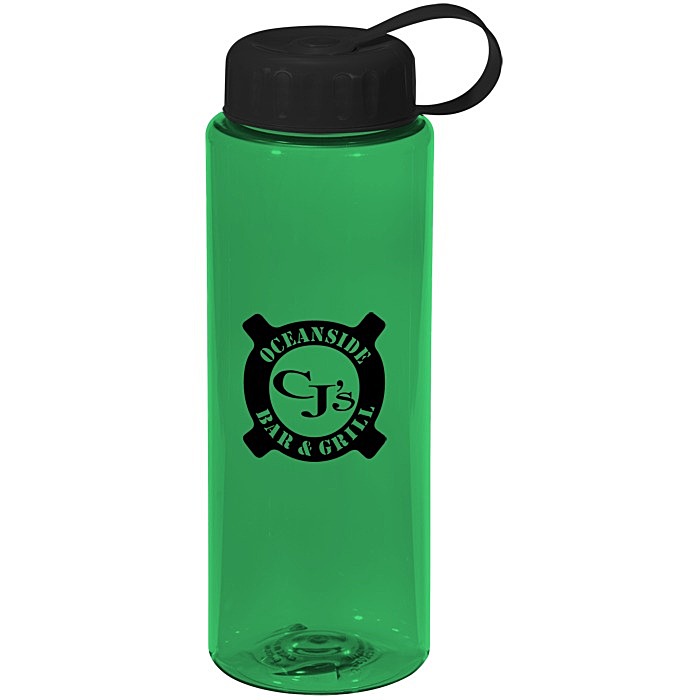 Custom Guzzler Sport Bottle with Tethered Lid - 32 oz