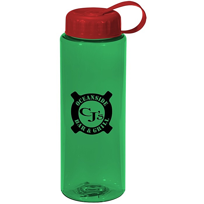 Custom Guzzler Sport Bottle with Tethered Lid - 32 oz