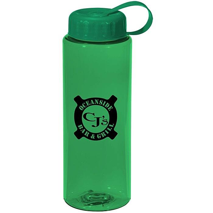 Custom Guzzler Sport Bottle with Tethered Lid - 32 oz