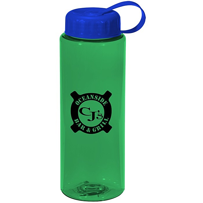 Custom Guzzler Sport Bottle with Tethered Lid - 32 oz