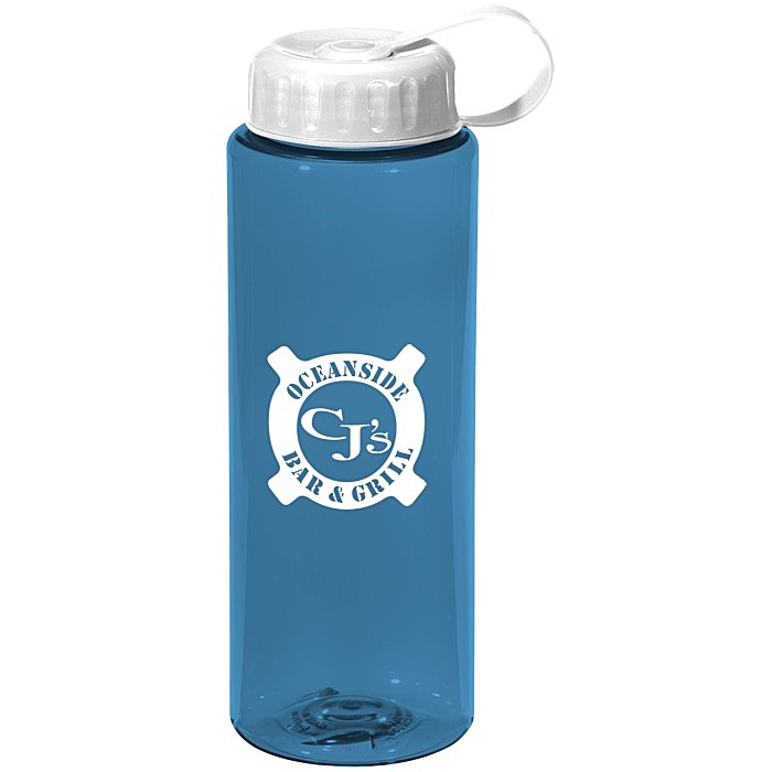 Custom Guzzler Sport Bottle with Tethered Lid - 32 oz