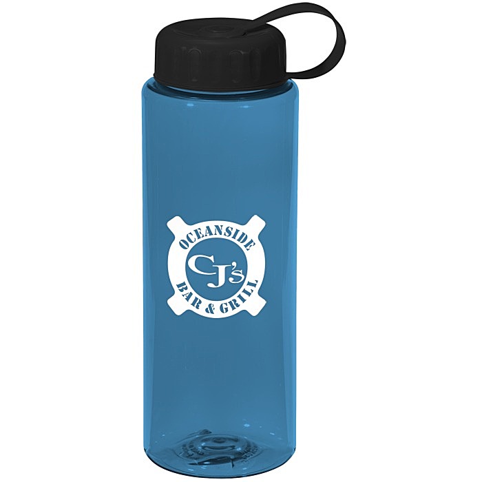 Custom Guzzler Sport Bottle with Tethered Lid - 32 oz