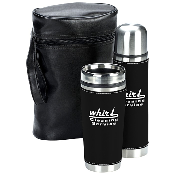 Custom Leatherette Tumbler/Vacuum Bottle Set - Screen
