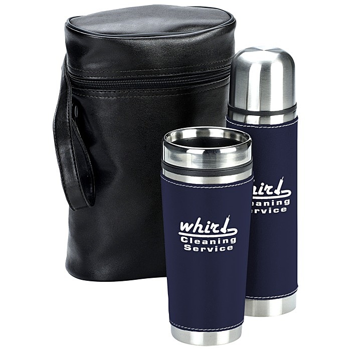 Custom Leatherette Tumbler/Vacuum Bottle Set - Screen