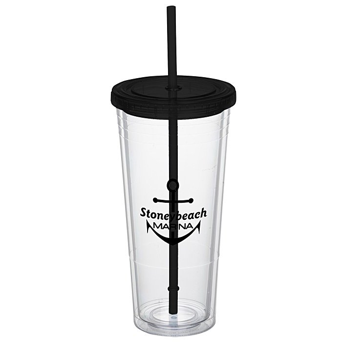 Custom Double Wall Tumbler with Straw - 24 oz