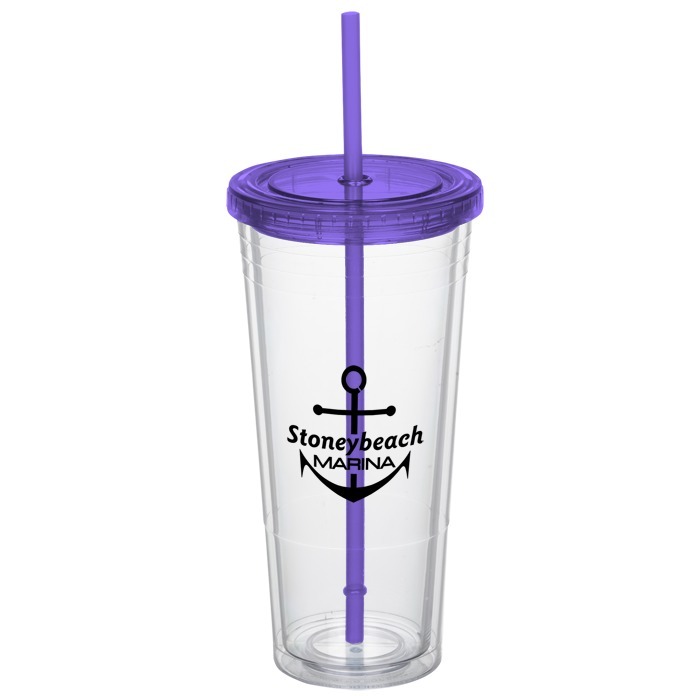 Custom Double Wall Tumbler with Straw - 24 oz