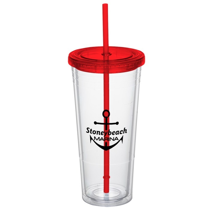 Custom Double Wall Tumbler with Straw - 24 oz