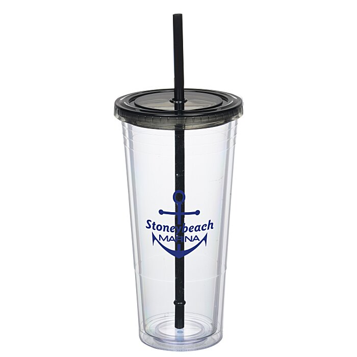 Custom Double Wall Tumbler with Straw - 24 oz