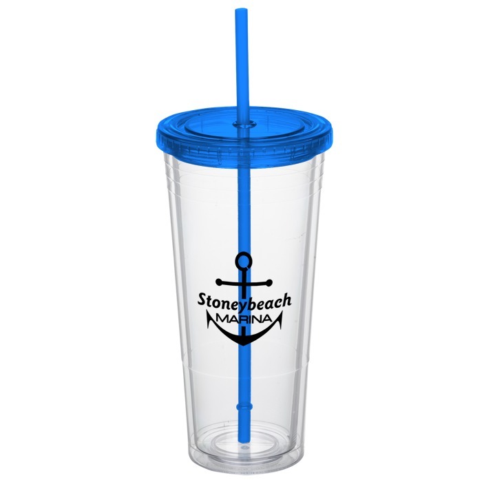 Custom Double Wall Tumbler with Straw - 24 oz