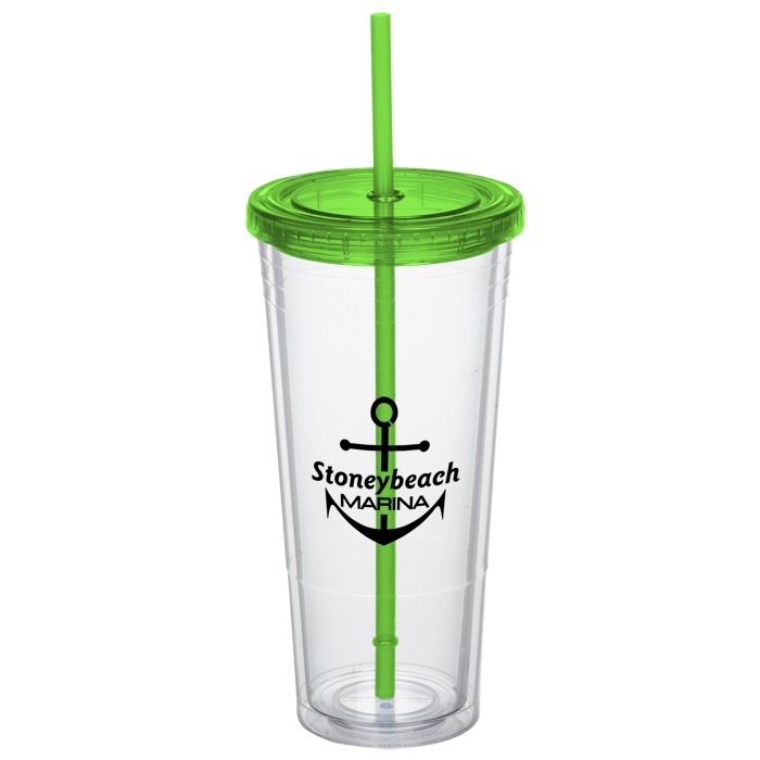 Custom Double Wall Tumbler with Straw - 24 oz