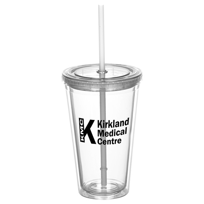 Custom Coloured Double Wall Tumbler with Straw - 16 oz. - 24 hr
