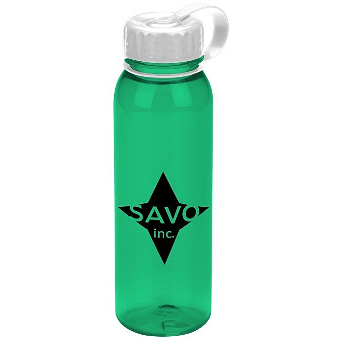 Custom Poly-Pure Outdoor Bottle with Tethered Lid - 24 oz